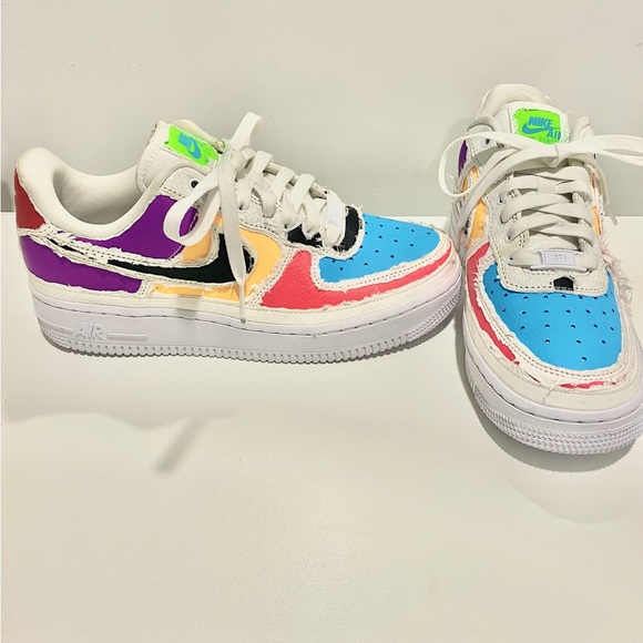 Women’s Air Force 1 ‘07 LX Low Tear Away Nike White/Multi Color Size 7 Unisex - Picture 3 of 16